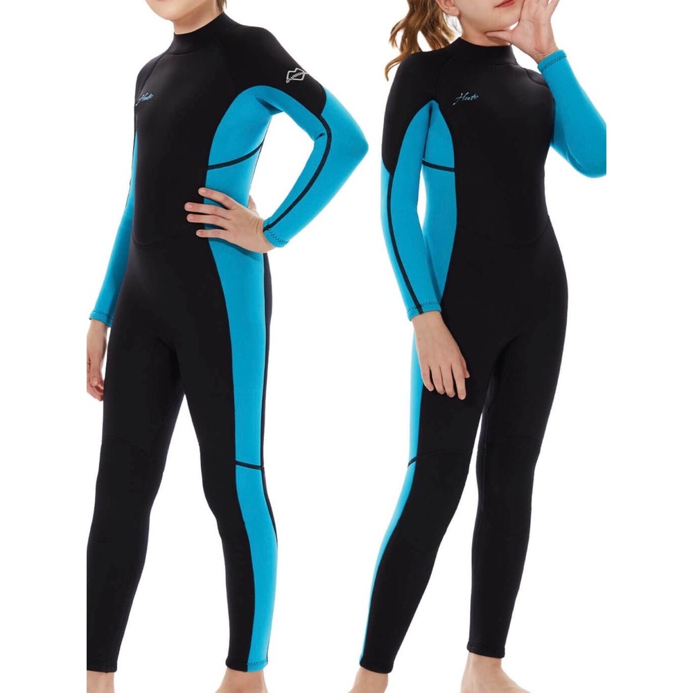 Hevto Wetsuit Kids Size 7 BlackBlue Excellent Full Body 3mm Neoprene Long Sleeve